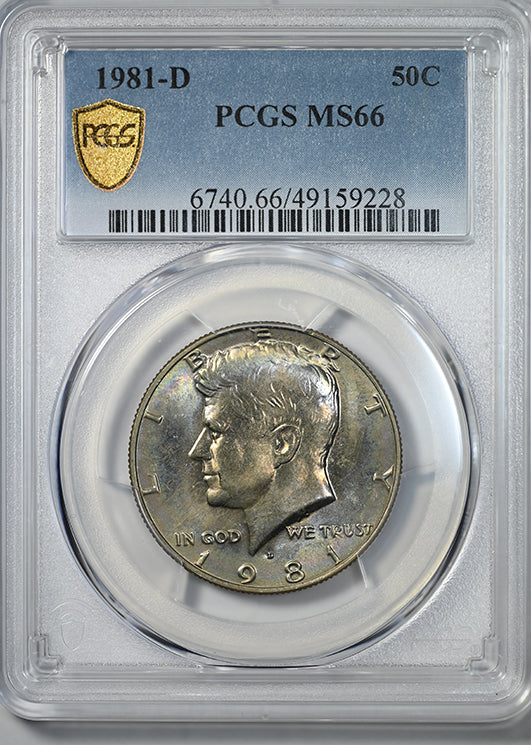 1981-D Kennedy Half Dollar 50C PCGS MS66 - TONED!