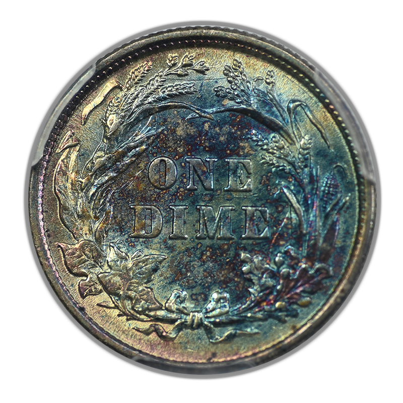 1892 Barber Dime 10C PCGS AU55 - TONED!