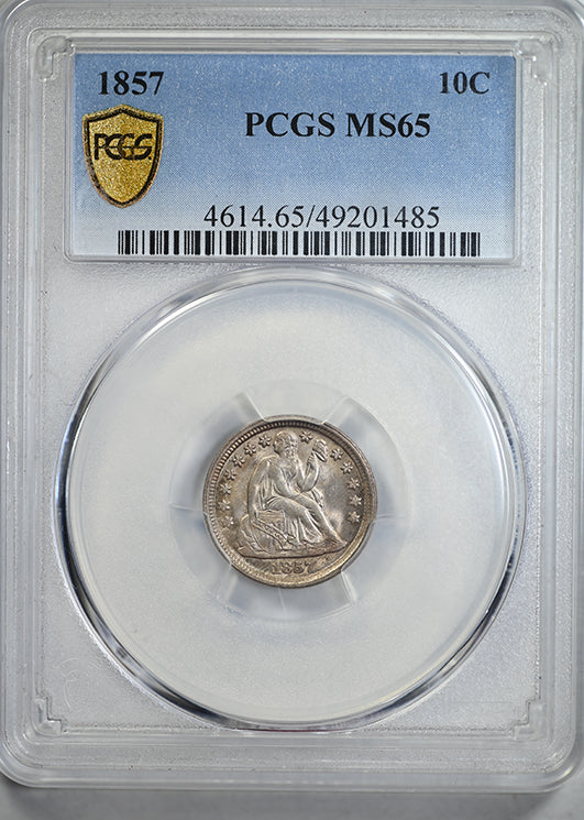 1857 Liberty Seated Dime 10C PCGS MS65