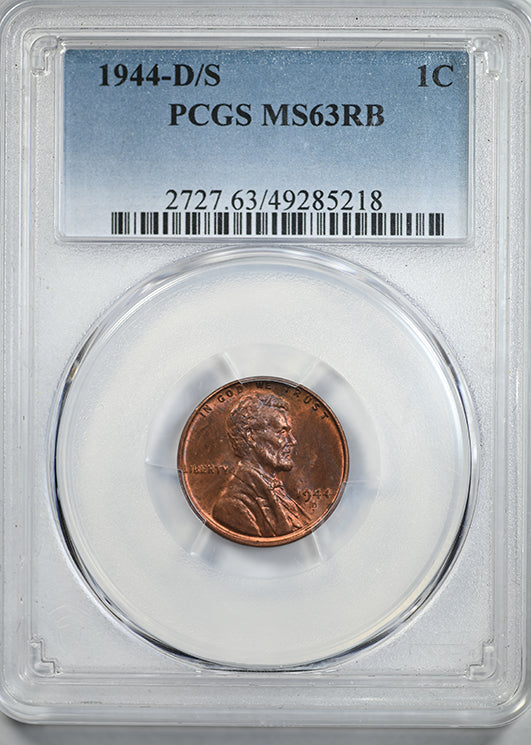 1944-D/S Lincoln Wheat Cent 1C PCGS MS63RB