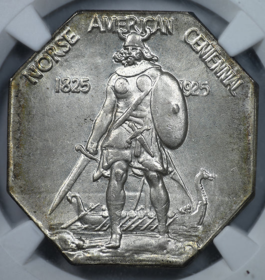 1925 Norse American Centennial Silver Medal NGC MS66 Thick Planchet