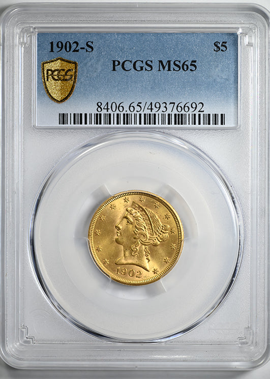 1902-S Liberty Head Gold Half Eagle $5 PCGS MS65