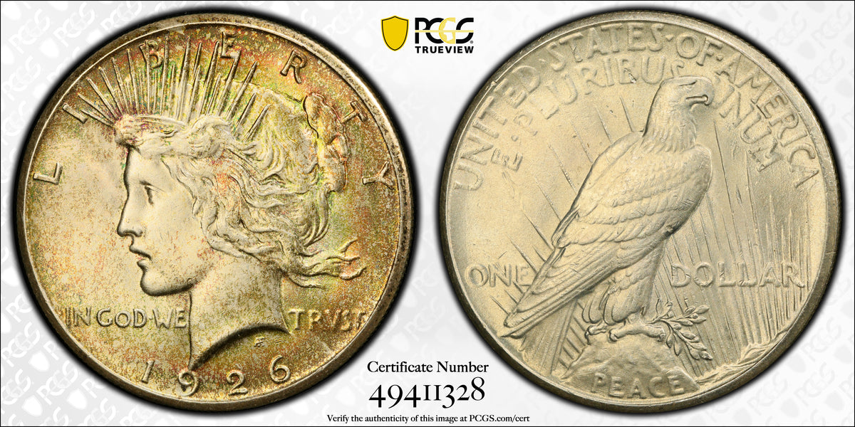 1926 Peace Dollar $1 PCGS MS64 - TONED!