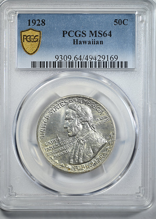 1928 Hawaiian Classic Commemorative Half Dollar 50C PCGS MS64 Obverse Slab