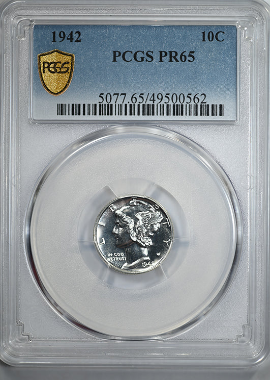 1942 Proof Mercury Dime 10C PCGS PR65