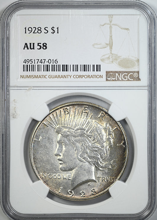 1928-S Peace Dollar $1 NGC AU58