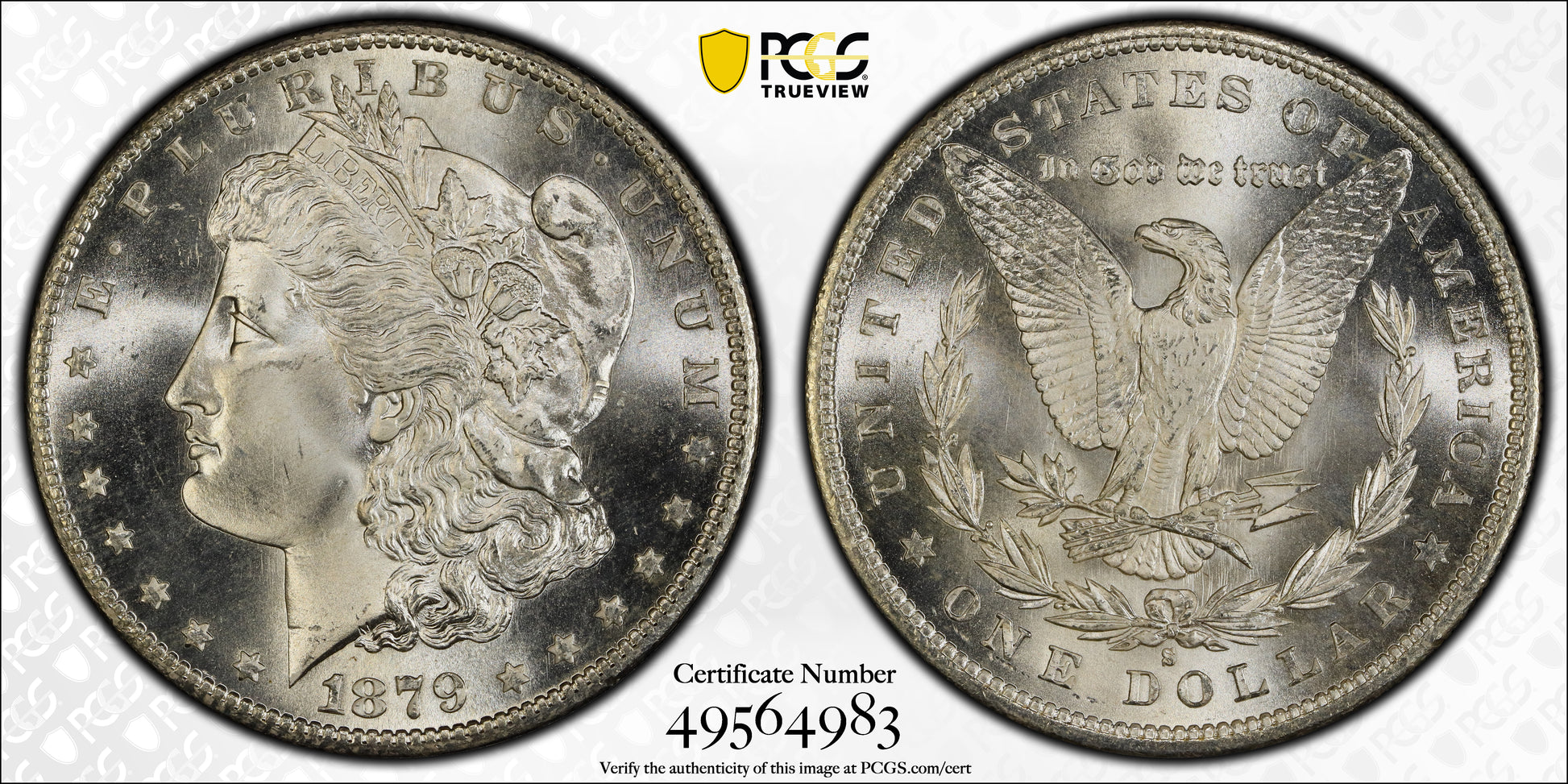 1879-S Morgan Dollar $1 PCGS MS67 CAC Trueview