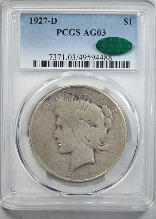 1927-D Peace Dollar $1 PCGS AG03 CAC - Lowball