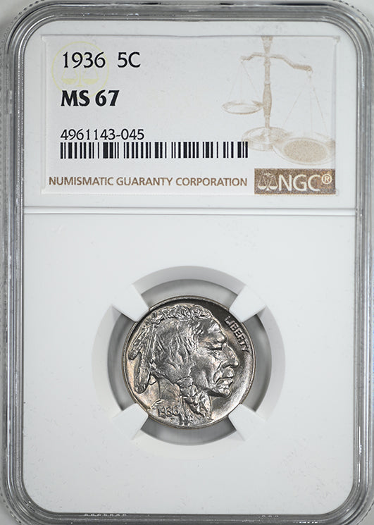 1936 Buffalo Nickel 5C NGC MS67