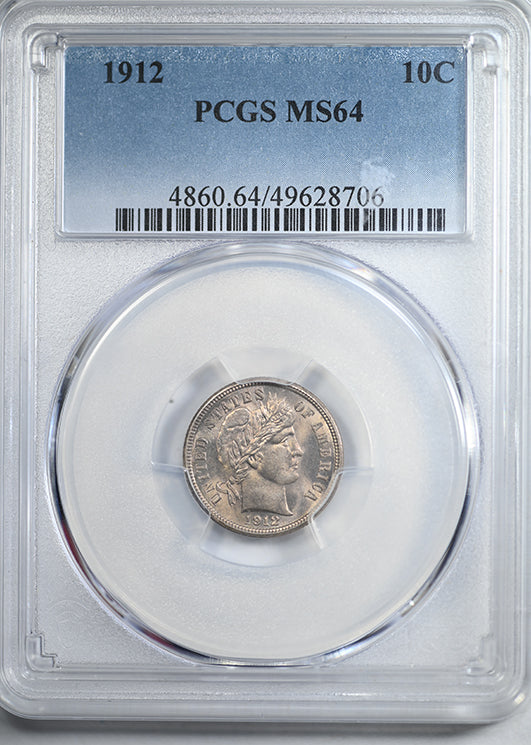 1912 Barber Dime 10C PCGS MS64