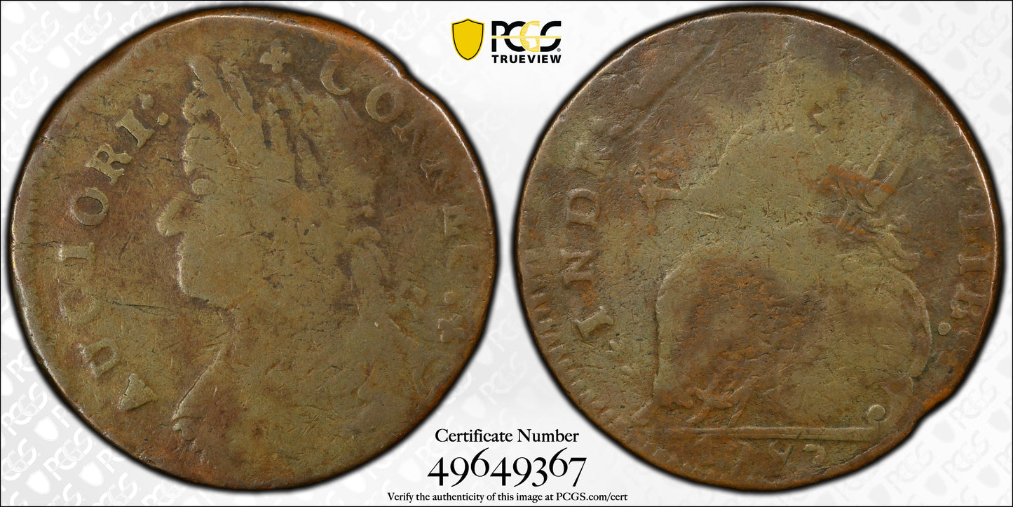 1787 Connecticut Colonial CT 1/2P PCGS VG08 - DB Left, AUCIORI