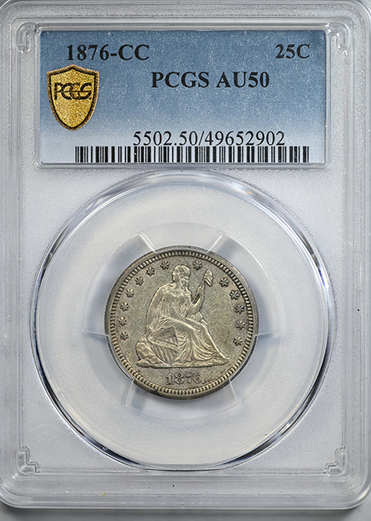 1876-CC Liberty Seated Quarter 25C PCGS AU50