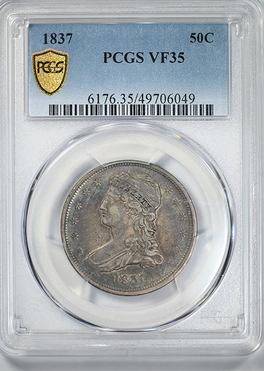 1837 Capped Bust Half Dollar 50C PCGS VF35 - TONED! Obverse Slab