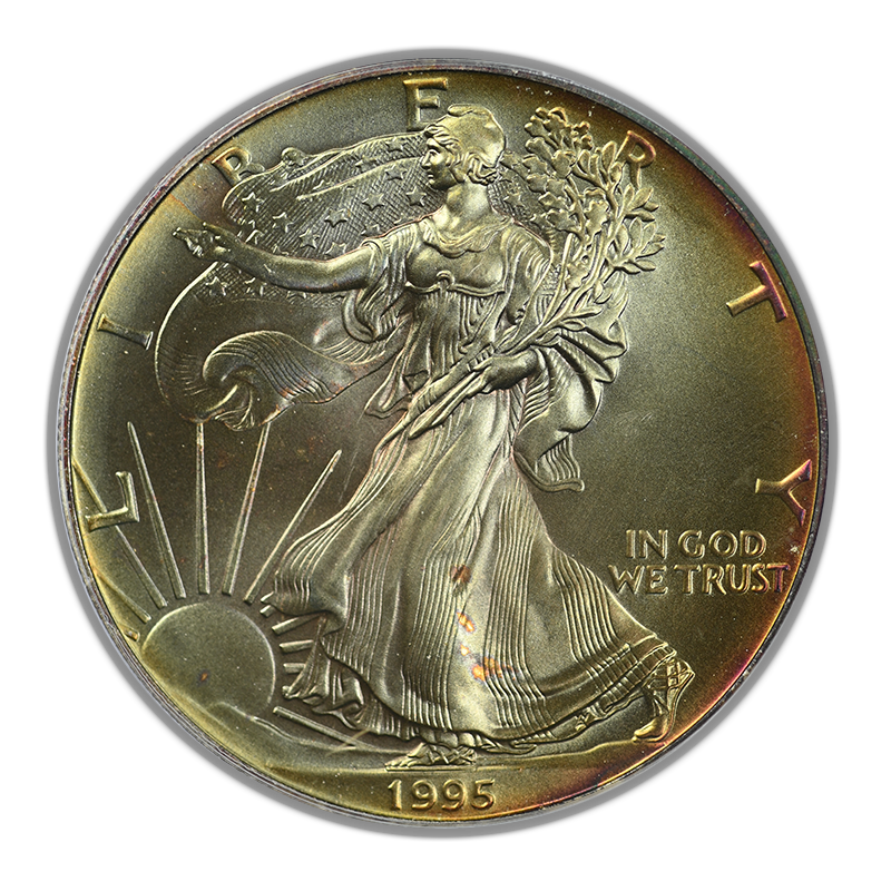 1995 American Silver Eagle $1 PCGS MS67 - TONED! Obverse