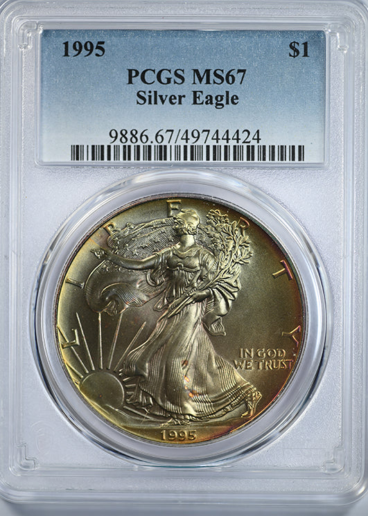 1995 American Silver Eagle $1 PCGS MS67 - TONED! Obverse Slab