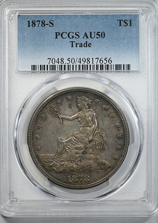 1878-S Trade Dollar T$1 PCGS AU50 Obverse Slab