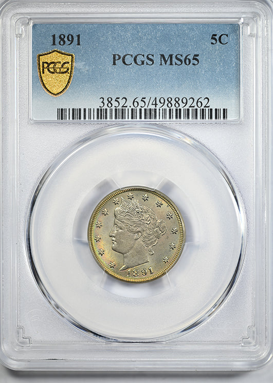 1891 Liberty V-Nickel 5C PCGS MS65 - NICE COLOR! Obverse Slab