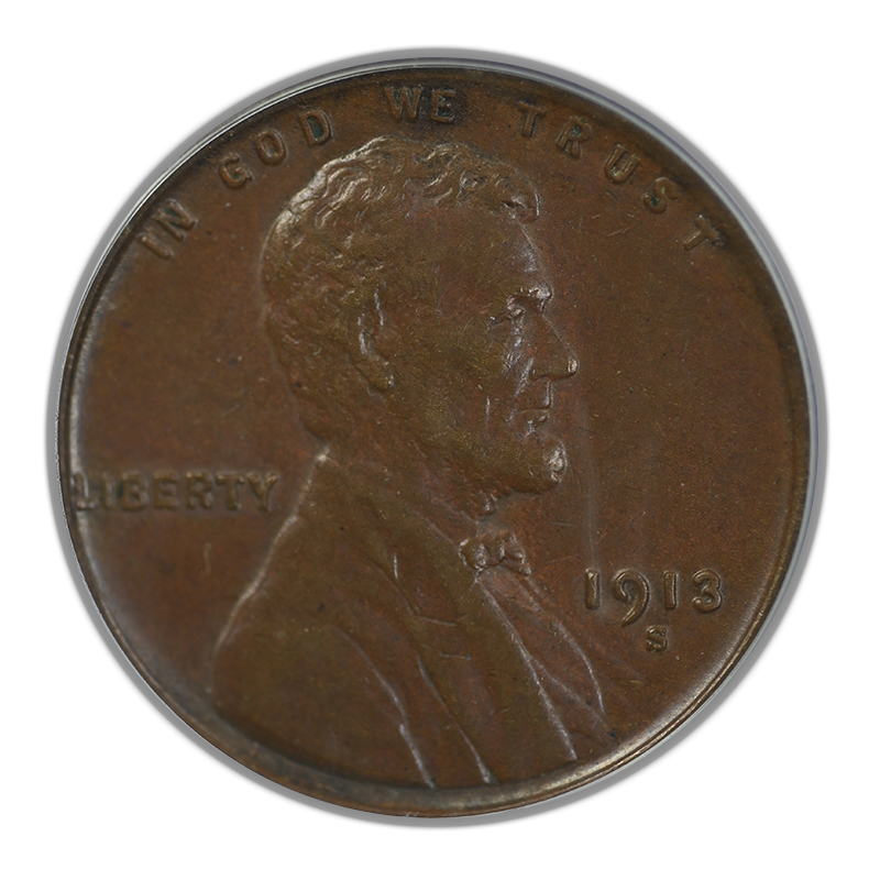 1913-S Lincoln Wheat Cent 1C PCGS AU55