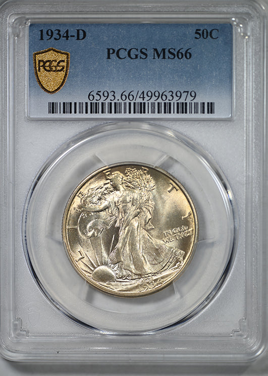 1934-D Walking Liberty Half Dollar 50C PCGS MS66