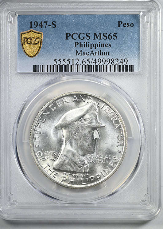 1947-S USA Philippines Peso PCGS MS65 - MacArthur