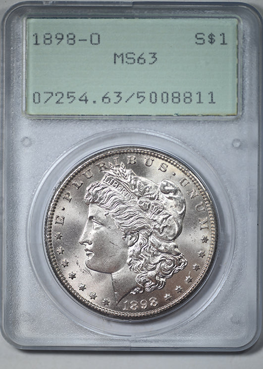 1898-O Morgan Dollar $1 PCGS Rattler MS63