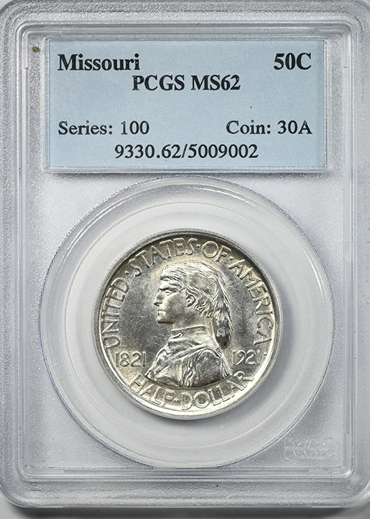 1921 Missouri Classic Commemorative Half Dollar 50C PCGS MS62 Obverse Slab