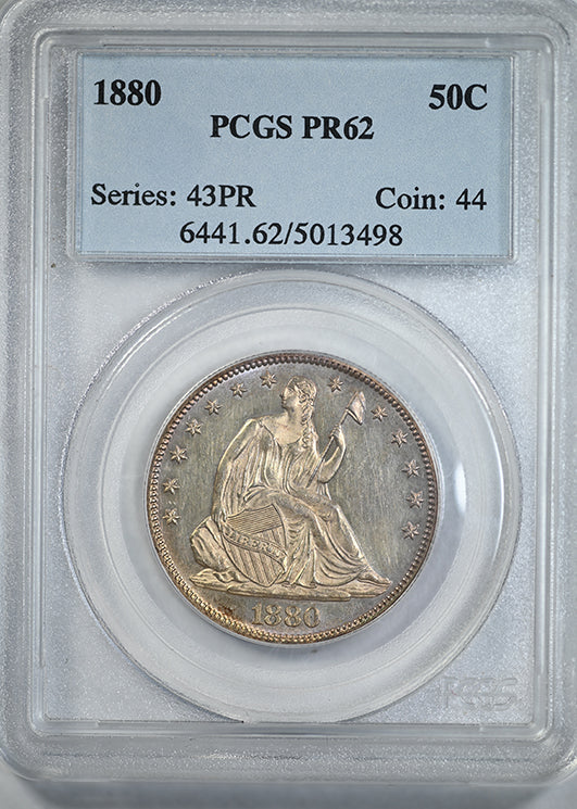 1880 Proof Liberty Seated Half Dollar 50C PCGS PR62