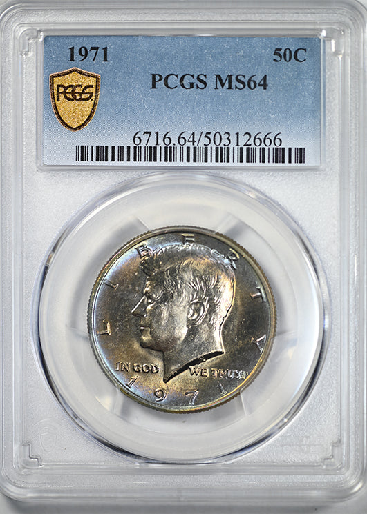 1971 Kennedy Half Dollar 50C PCGS MS64 - TONED! Obverse Slab