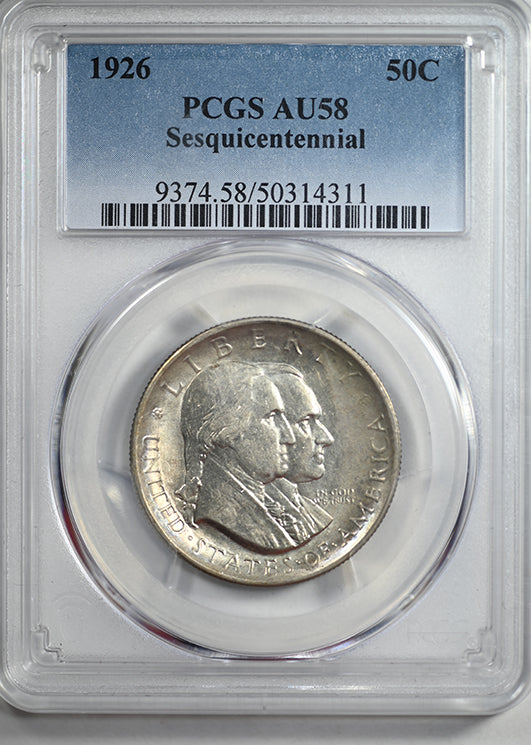 1926 American Sesquicentennial Classic Commemorative Half Dollar 50C PCGS AU58