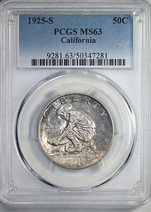 1925-S California Jubilee Classic Commemorative Half Dollar 50C PCGS MS63