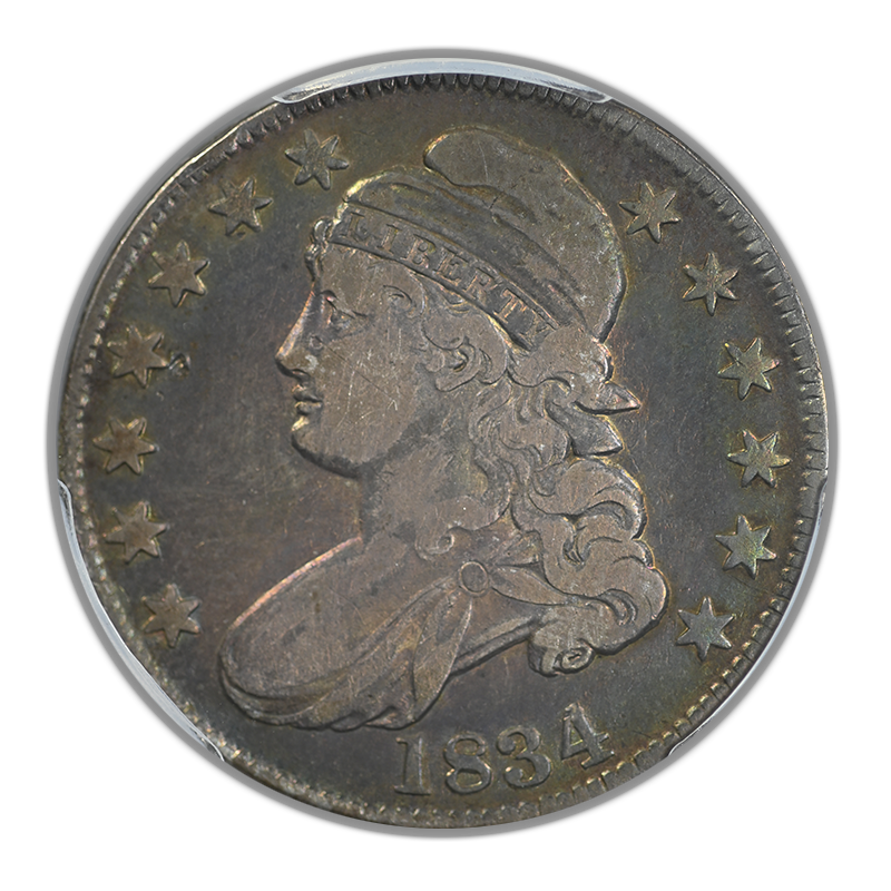 1834 Capped Bust Half Dollar 50C PCGS VF20 - Large Date, Small Letters - TONED!
