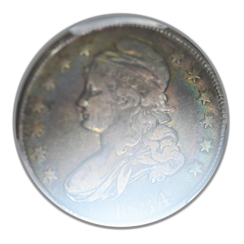 1834 Capped Bust Half Dollar 50C PCGS VF20 - Large Date, Small Letters - TONED!