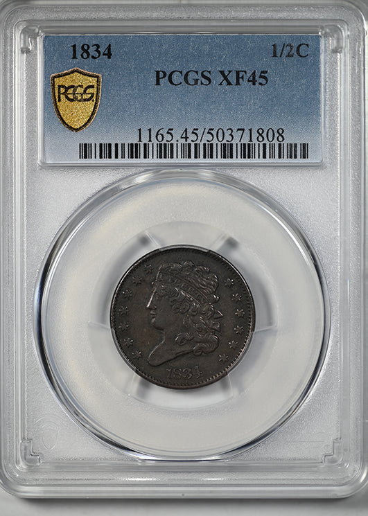 1834 Classic Head Half Cent 1/2C PCGS XF45