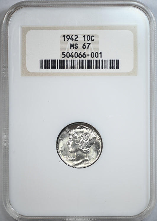 1942 Mercury Dime 10C NGC Fatty MS67