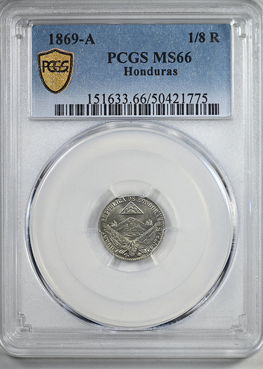 1869-A Honduras 1/8R Real PCGS MS66