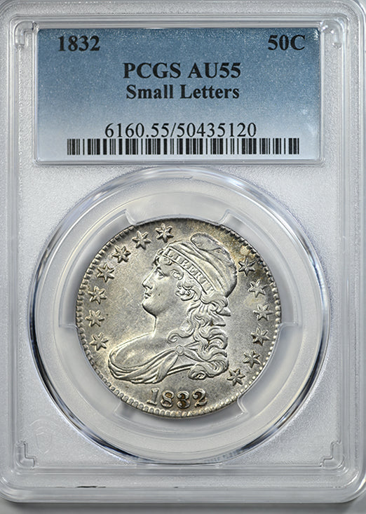 1832 Capped Bust Half Dollar 50C PCGS AU55 - Small Letters