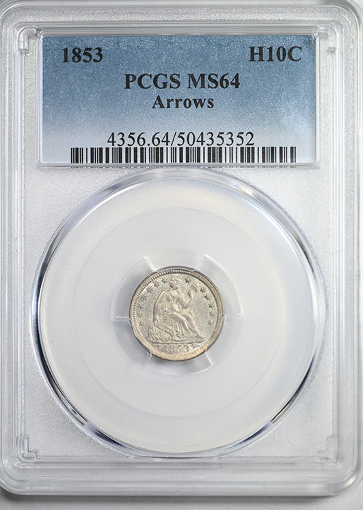 1853 Liberty Seated Half Dime H10C PCGS MS64 - Arrows