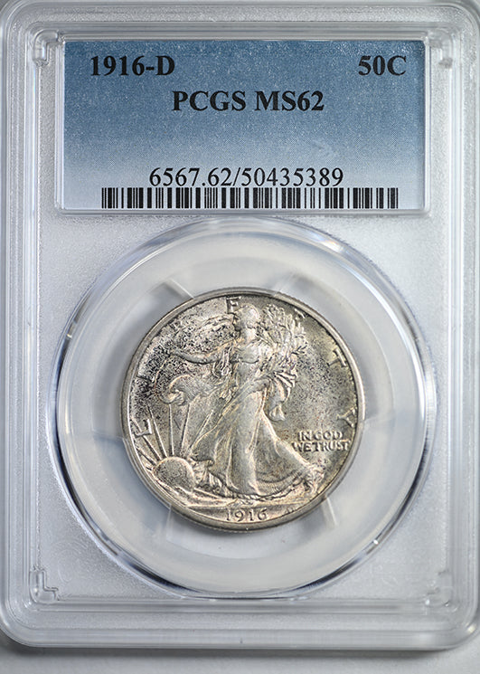 1916-D Walking Liberty Half Dollar 50C PCGS MS62