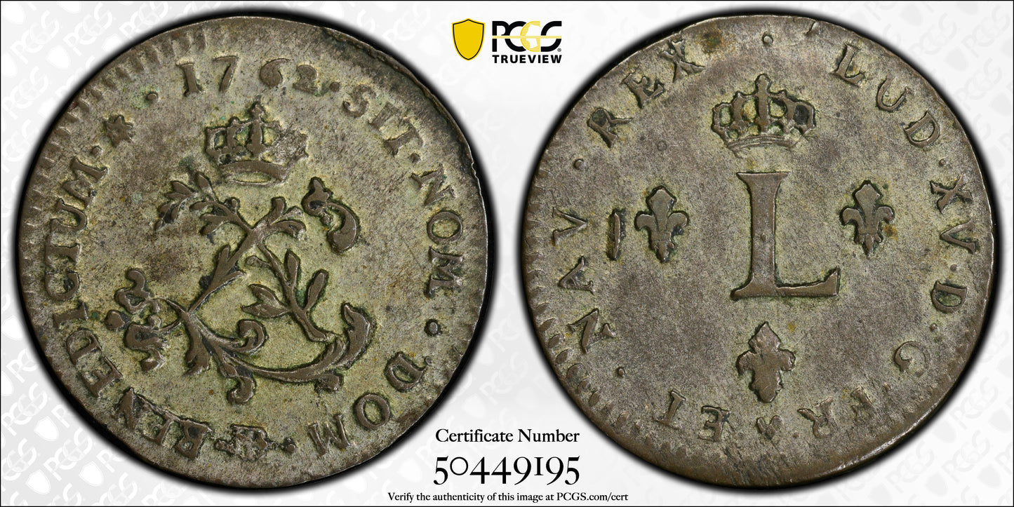 1762-BB French Colonies Colonial Sou M PCGS AU55