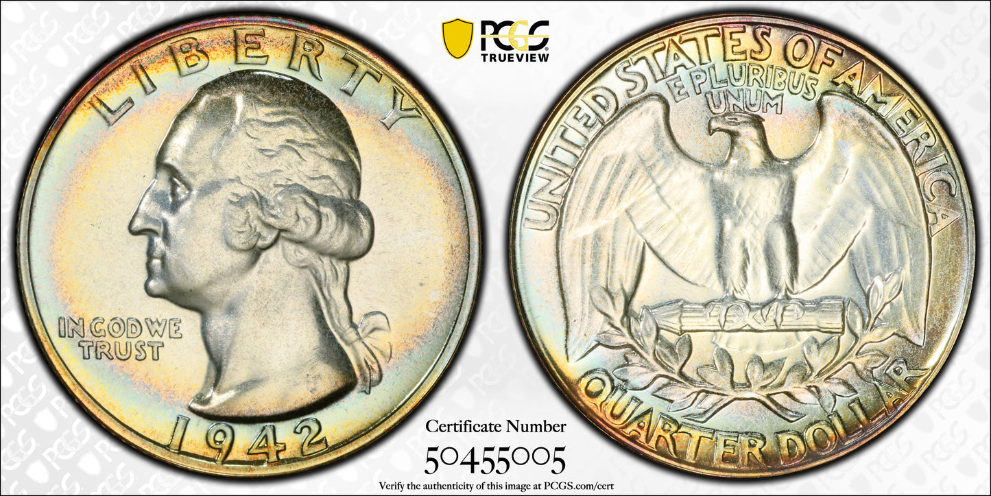 1942 Proof Washington Quarter 25C PCGS PR68 - TONED!