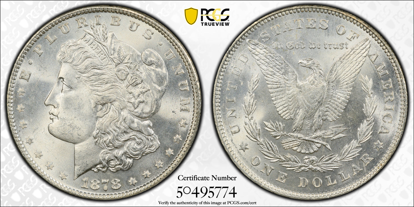 1878 7/8TF Morgan Dollar $1 PCGS MS65 - Weak