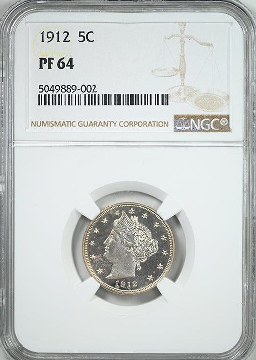 1912 Proof Liberty V-Nickel 5C NGC PF64