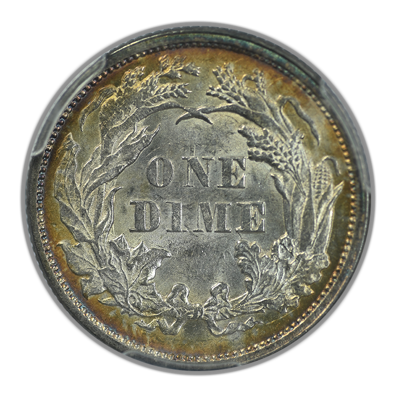 1874 Liberty Seated Dime 10C PCGS MS63 - Arrows - TONED!