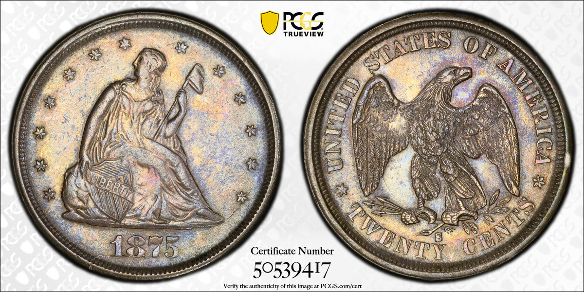 1875-S Twenty Cent Piece 20C PCGS AU58