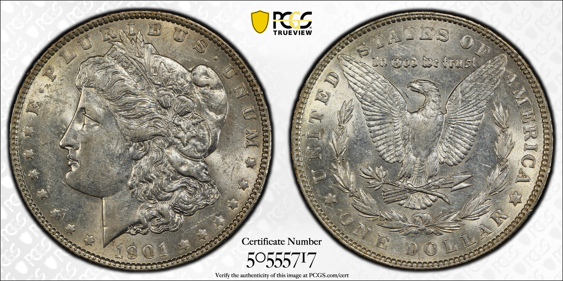 1901 Morgan Dollar $1 PCGS AU55