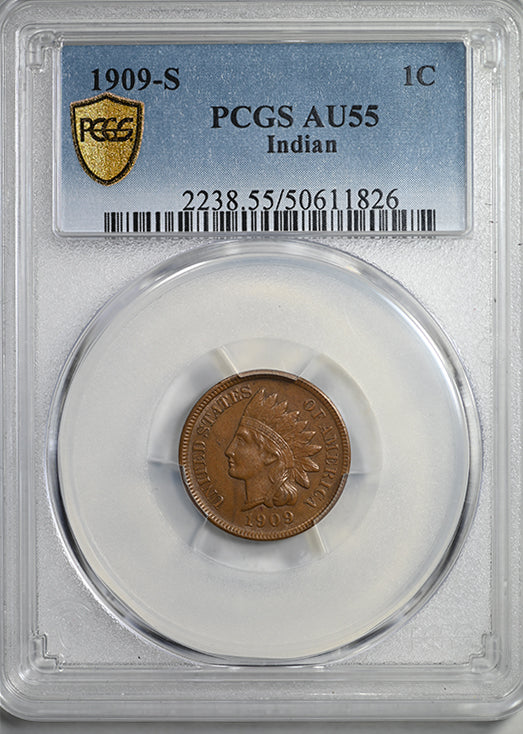 1909-S Bronze Indian Head Cent 1C PCGS AU55