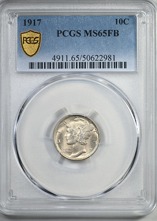 1917 Mercury Dime 10C PCGS MS65FB - Full Bands