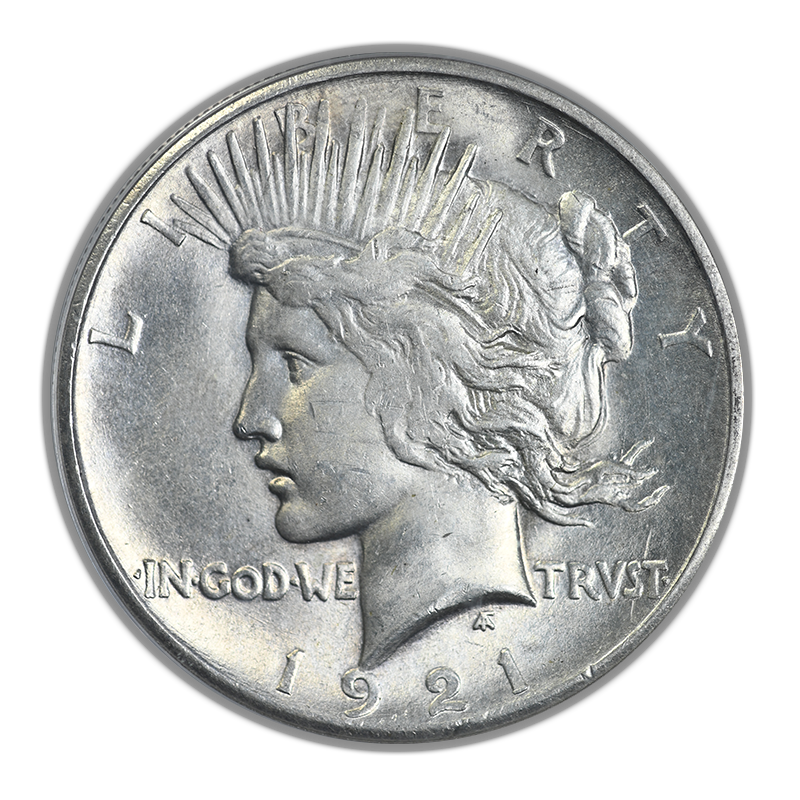 1921 Peace Dollar $1 ANACS MS61 Obverse