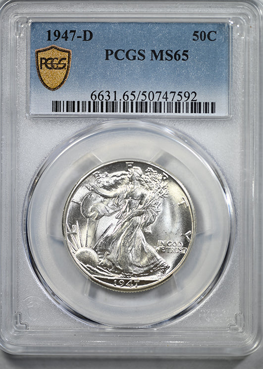 1947-D Walking Liberty Half Dollar 50C PCGS MS65