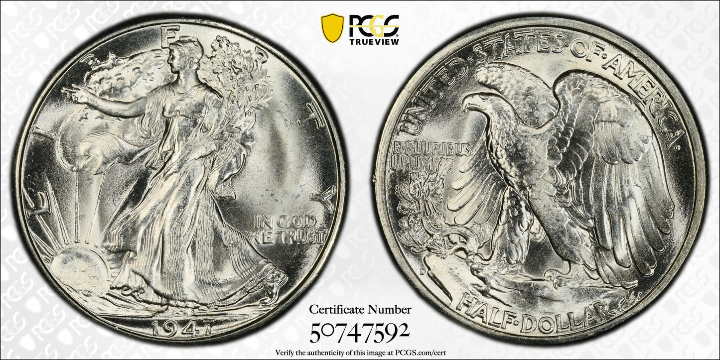 1947-D Walking Liberty Half Dollar 50C PCGS MS65